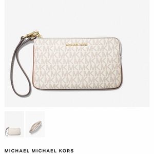 Michael Kors White Jet Set Travel Large Logo Wristlet NWT